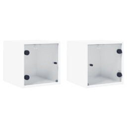 Berkfield Bedside Cabinets With Glass Doors 2 Pcs White 35X37X35 Cm - thumbnail 2