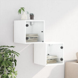Berkfield Bedside Cabinets With Glass Doors 2 Pcs White 35X37X35 Cm - thumbnail 3