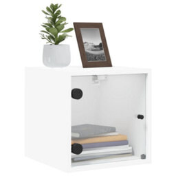 Berkfield Bedside Cabinets With Glass Doors 2 Pcs White 35X37X35 Cm - thumbnail 4