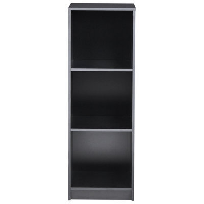 Wyld And Coco 3-Tier Narrow Bookcase Black Matt 40 X 40 X 117 Cm Minimalist - image 1