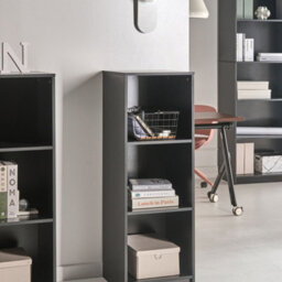 Wyld And Coco 3-Tier Narrow Bookcase Black Matt 40 X 40 X 117 Cm Minimalist - thumbnail 2