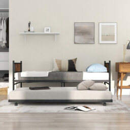 Costway Metal Daybed With Pull-Out Trundle Single Sofa Guest Bed With Headboard - thumbnail 5