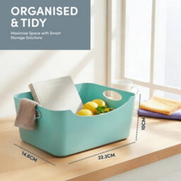 Keplin 6 Pack Teal Plastic Studio Storage Basket, Portable Container Boxes With Handles - thumbnail 9
