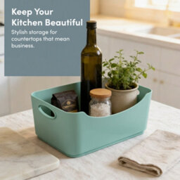 Keplin 6 Pack Teal Plastic Studio Storage Basket, Portable Container Boxes With Handles - thumbnail 5