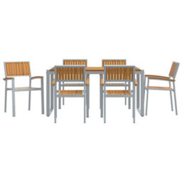 Berkfield Garden Dining Set 7 Pcs Grey And Brown 160 X 80 X 75 Cm - thumbnail 7