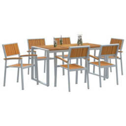 Berkfield Garden Dining Set 7 Pcs Grey And Brown 160 X 80 X 75 Cm - thumbnail 3