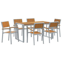 Berkfield Garden Dining Set 7 Pcs Grey And Brown 160 X 80 X 75 Cm - thumbnail 2