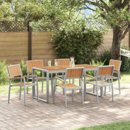 Berkfield Garden Dining Set 7 Pcs Grey And Brown 160 X 80 X 75 Cm