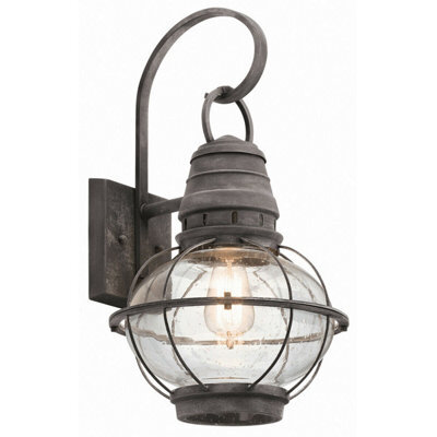 Weathered Zinc Outdoor Wall Light With Led E27 Bulb - Ip44 Rated Sconce