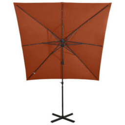 Walplus Cantilever Garden Parasol With Pole And Led Lights Terracotta 250 Cm - thumbnail 5
