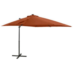 Walplus Cantilever Garden Parasol With Pole And Led Lights Terracotta 250 Cm - thumbnail 1