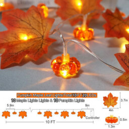Halloween Decor Fall Garland With Pumpkin Lights, 3M 20Led Enlarged Maples Leaves Garland Autumn Lights Battery Operated - thumbnail 6
