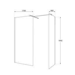 Homestylestore Black Corner Walk In Fluted Glass Shower Enclosure White Tray 1700 X 900mm - thumbnail 4