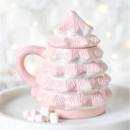 Pink Christmas Tree Mug With Lid - Perfect For Hot Cocoa & Gifts - thumbnail 5