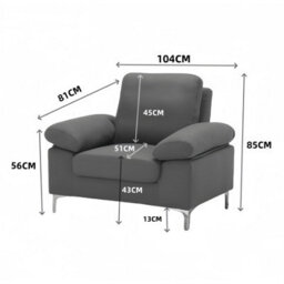 Kosy Koala Modern Grey Sofa 2  1 Seater Set Fabric With Chrome Feet - Comfortable Couch With Cushion For Living Room, Bedroom Or Office - thumbnail 6
