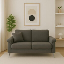 Kosy Koala Modern Grey Sofa 2  1 Seater Set Fabric With Chrome Feet - Comfortable Couch With Cushion For Living Room, Bedroom Or Office - thumbnail 5