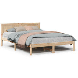 Berkfield Pine Wood Bed Frame 140X200 Natural Pine Wood 140 X 200 Cm - thumbnail 4