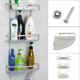 3 Tier Shelf Shower Caddy Tempered Bathroom  Storage Organiser - thumbnail 1