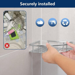 3 Tier Shelf Shower Caddy Tempered Bathroom  Storage Organiser - thumbnail 8