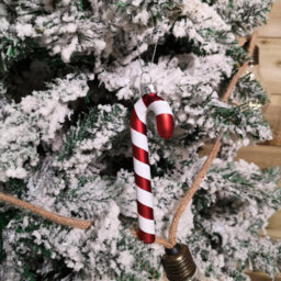 Samuel Alexander Set Of 6 12Cm Glass Red And White Stripe Candy Cane Christmas Tree Decorations - thumbnail 7