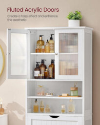 LEDREM Storage Cabinet, Freestanding Bathroom Storage Unit With Adjustable Shelves, Drawer, Open Compartments, For Bathroom - thumbnail 5