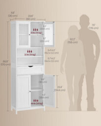 LEDREM Storage Cabinet, Freestanding Bathroom Storage Unit With Adjustable Shelves, Drawer, Open Compartments, For Bathroom - thumbnail 2