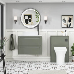 Royal Bathrooms Royal Bathroom Elmore 700mm Matt Green Wall Mounted Countertop Bathroom Vanity Unit 2 Drawer With Lyon Basin - thumbnail 5