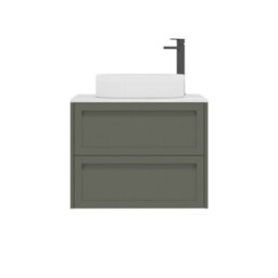 Royal Bathrooms Royal Bathroom Elmore 700mm Matt Green Wall Mounted Countertop Bathroom Vanity Unit 2 Drawer With Lyon Basin - thumbnail 7