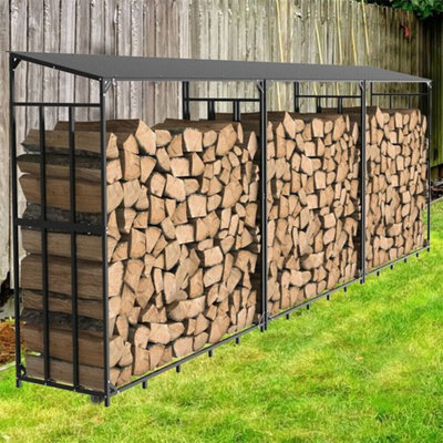 "Fativo 70"" Large Heavy Duty Outdoor Metal Log Store Stack Holder Wood Firewood Rack Garden Storage Shed" - image 1
