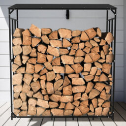 "Fativo 70"" Large Heavy Duty Outdoor Metal Log Store Stack Holder Wood Firewood Rack Garden Storage Shed" - thumbnail 8