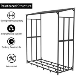 "Fativo 70"" Large Heavy Duty Outdoor Metal Log Store Stack Holder Wood Firewood Rack Garden Storage Shed" - thumbnail 3