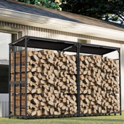 "Fativo 70"" Large Heavy Duty Outdoor Metal Log Store Stack Holder Wood Firewood Rack Garden Storage Shed" - thumbnail 6