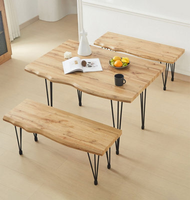 Hallowood Furniture Cullompton Large Dining Table (120Cm) With 2 Benches (110Cm) - image 1