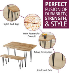Hallowood Furniture Cullompton Large Dining Table (120Cm) With 2 Benches (110Cm) - thumbnail 2