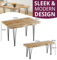 Hallowood Furniture Cullompton Large Dining Table (120Cm) With 2 Benches (110Cm) - thumbnail 3
