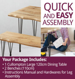 Hallowood Furniture Cullompton Large Dining Table (120Cm) With 2 Benches (110Cm) - thumbnail 7