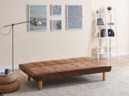 Home Detail Salerno 3 Seater Sofa Bed Brown Air Leather Tufted Backrest With Wooden Legs Clic Clac - thumbnail 5