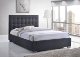 Save On Goods UK 4Ft6 Double Grey, Woven Linen Fabric Upholstered Bed Frame Bedstead - thumbnail 1