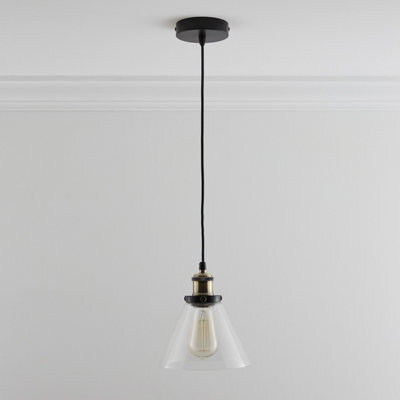 K Living Lucy One Light Hanging Clear Glass Ceiling Pendant With Filament Bulb - image 1