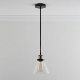 K Living Lucy One Light Hanging Clear Glass Ceiling Pendant With Filament Bulb - thumbnail 1