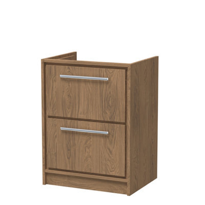 Hudson Reed Lille 600mm Floor Standing 2 Drawer Unit (455 Deep)-Antique Oak - image 1