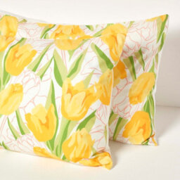 Homescapes Yellow Tulips Digitally Printed Cotton Duvet Cover Set, Super King - thumbnail 5