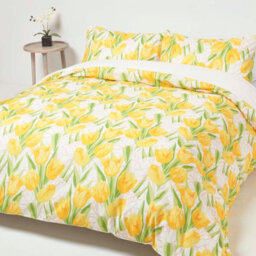 Homescapes Yellow Tulips Digitally Printed Cotton Duvet Cover Set, Super King - thumbnail 7