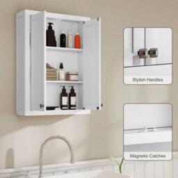 Wall Mounted Storage With Adjustable Shelves, Bathroom Wall Cabinet - thumbnail 3