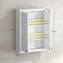 Wall Mounted Storage With Adjustable Shelves, Bathroom Wall Cabinet - thumbnail 2
