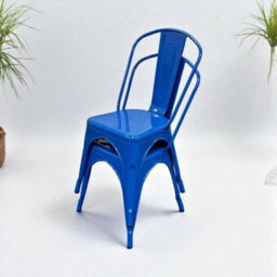 2Pc Blue Metal Tolix Chairs, Metal Dining Chairs, Metal Bistro Chair - thumbnail 1