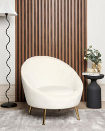Beliani Armchair Langa Velvet Off-White - thumbnail 2