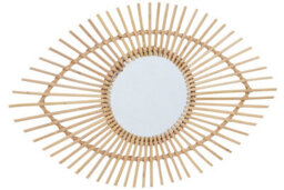 Orsina Natural Rattan Eye Shapped Wall Mirror, Rattan Frame Large Wall Mirror, Unique Wooden Frame Mirror - thumbnail 2