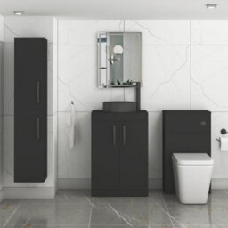 Royal Bathrooms Turin 500mm Freestanding Bathroom Vanity Unit With Sink 2 Door Matt Black & Art Round Countertop Basin - thumbnail 3