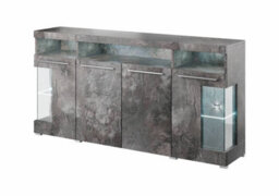 Arte Sophisticated Schiefer India 42 Display Cabinet, 4 Doors (2 Glass), Open & Closed Storage, H920mm W1820mm D390mm